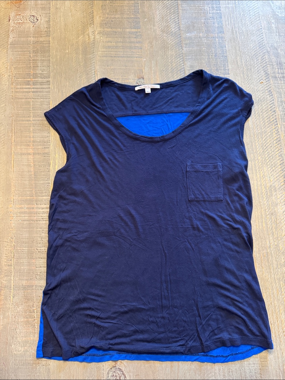 GAP Navy Layered Pocket Tank with Royal Blue Underlay